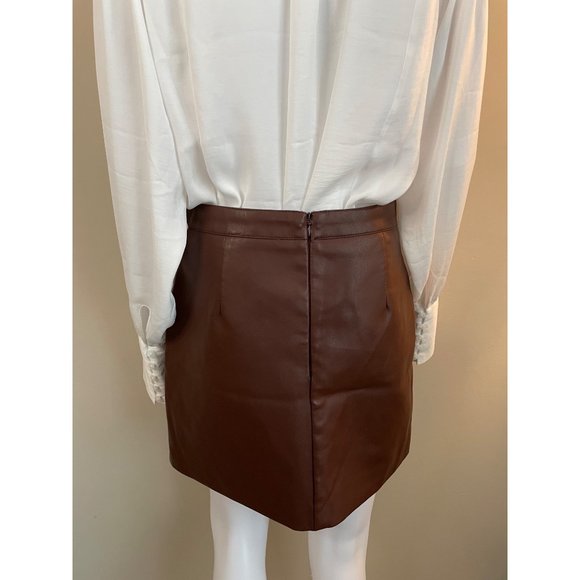 Altar'd State Chocolate Faux Leather Mini Skirt M - Picture 7 of 12